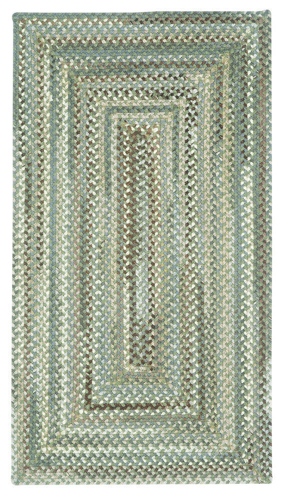 Sherwood Forest Concentric Braided Rectangle Rug, Green Olive, 11'4"x14'4"