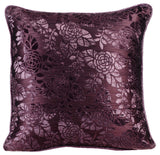 Throw Pillow Covers 22" x 22" Cushion Cover Purple Velvet Floral- Plum Rose Bush