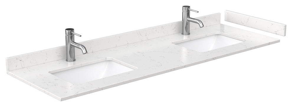 Beckett TK 66" Dark Gray Double Vanity, Cultured Top, Nickel Trim