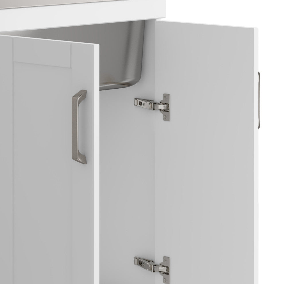 Kyle 24" Laundry Cabinet With Faucet and Stainless Steel Sink, White, 24"