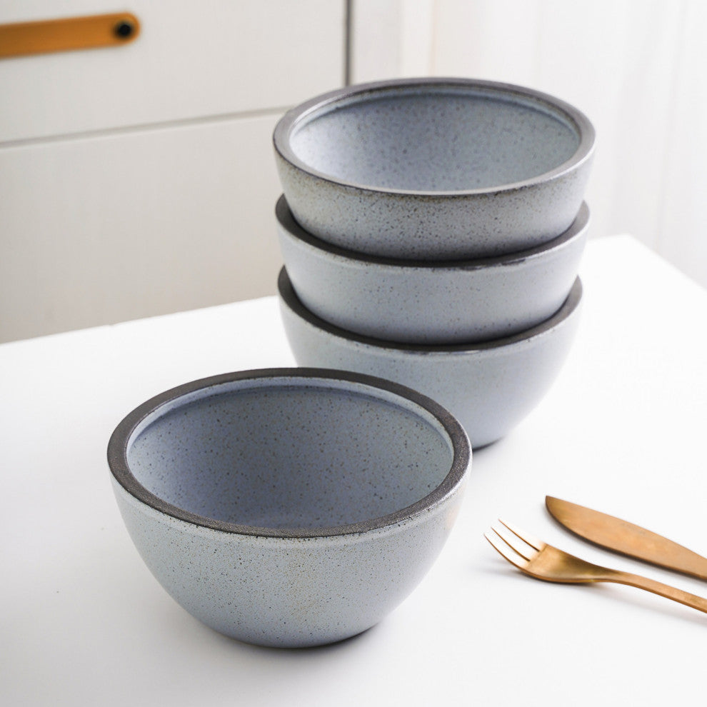 Stone Lain Tina Stoneware 32 Piece Dinnerware Set, Blue and Grey