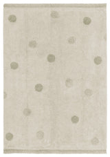 Hippy Dots Natural Machine Washable Area Rug, Natural/Oilve