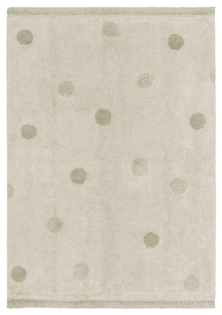Hippy Dots Natural Machine Washable Area Rug, Natural/Oilve