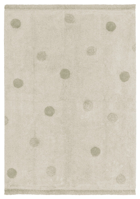Hippy Dots Natural Machine Washable Area Rug, Natural/Oilve