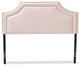 Light Pink Velvet Fabric Upholstered Queen Size Headboard
