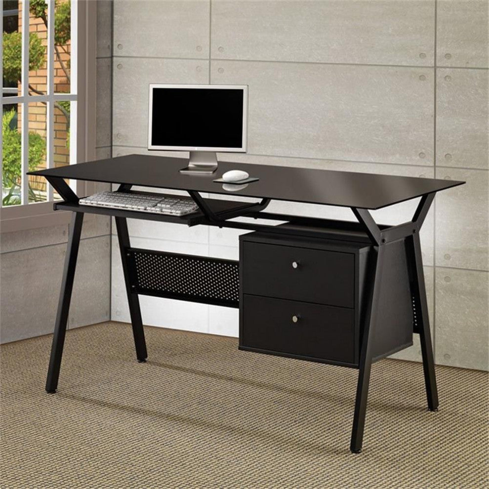 Coaster Weaving 2-Drawer Metal Computer Desk Black and Chrome