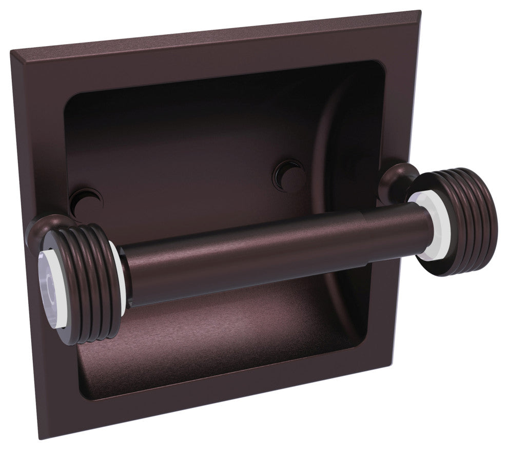 Pacific Grove Recessed Toilet Paper Holder with Groovy Accent, Antique Bronze