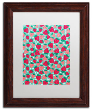 Elizabeth Caldwell 'June Strawberries' Art, Wood Frame, White Mat, 11x14