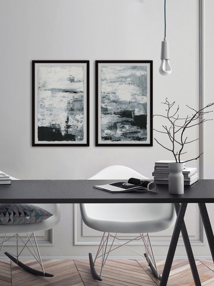 Black and White Smudges II Diptych, 48"x36"