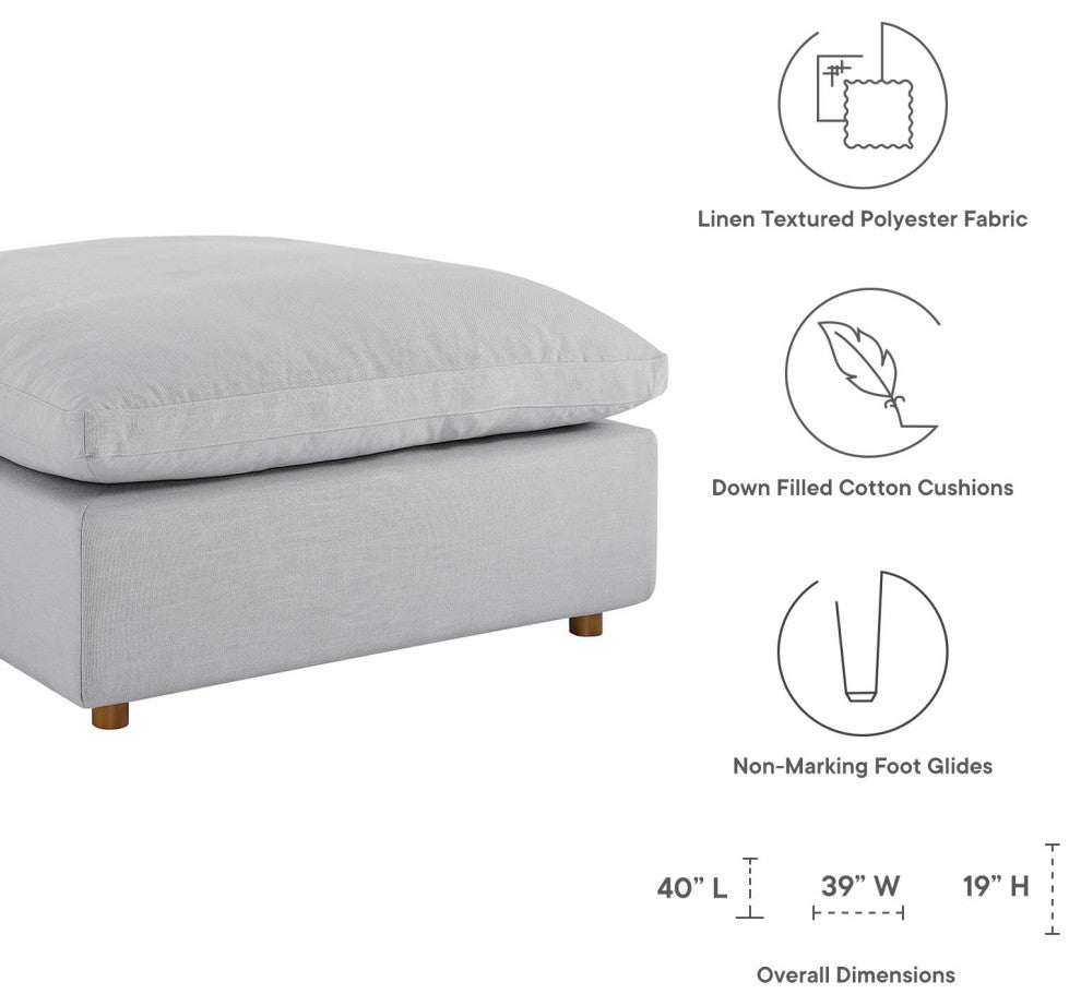 Commix Down Filled Overstuffed Ottoman, Light Gray
