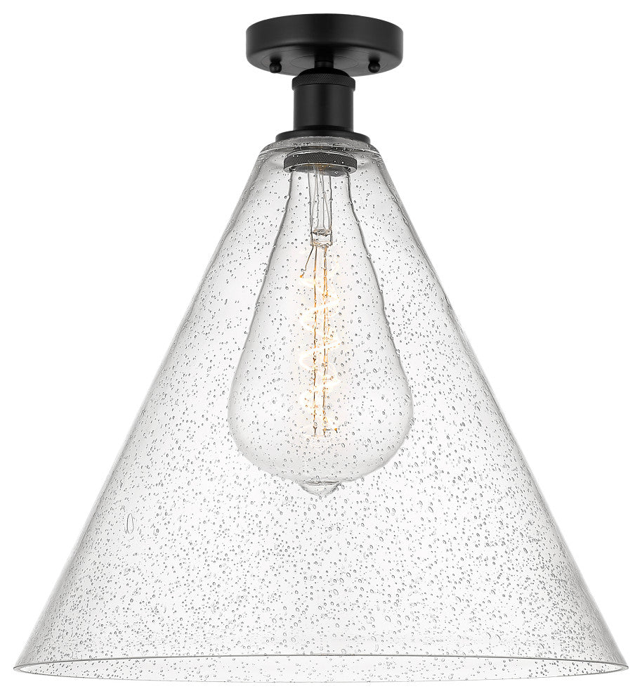 Innovations 616-1F-BK-GBC-164 Berkshire 1 Light Semi-Flush Mount, Matte Black