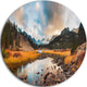 Rocky Lake Sunset Panorama, Modern Seashore Disc Metal Wall Art, 11"