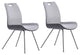 Coronado Dining Chair, Gray Powder Coated Finish and Gray Faux Leather, Set of 2, Pewter