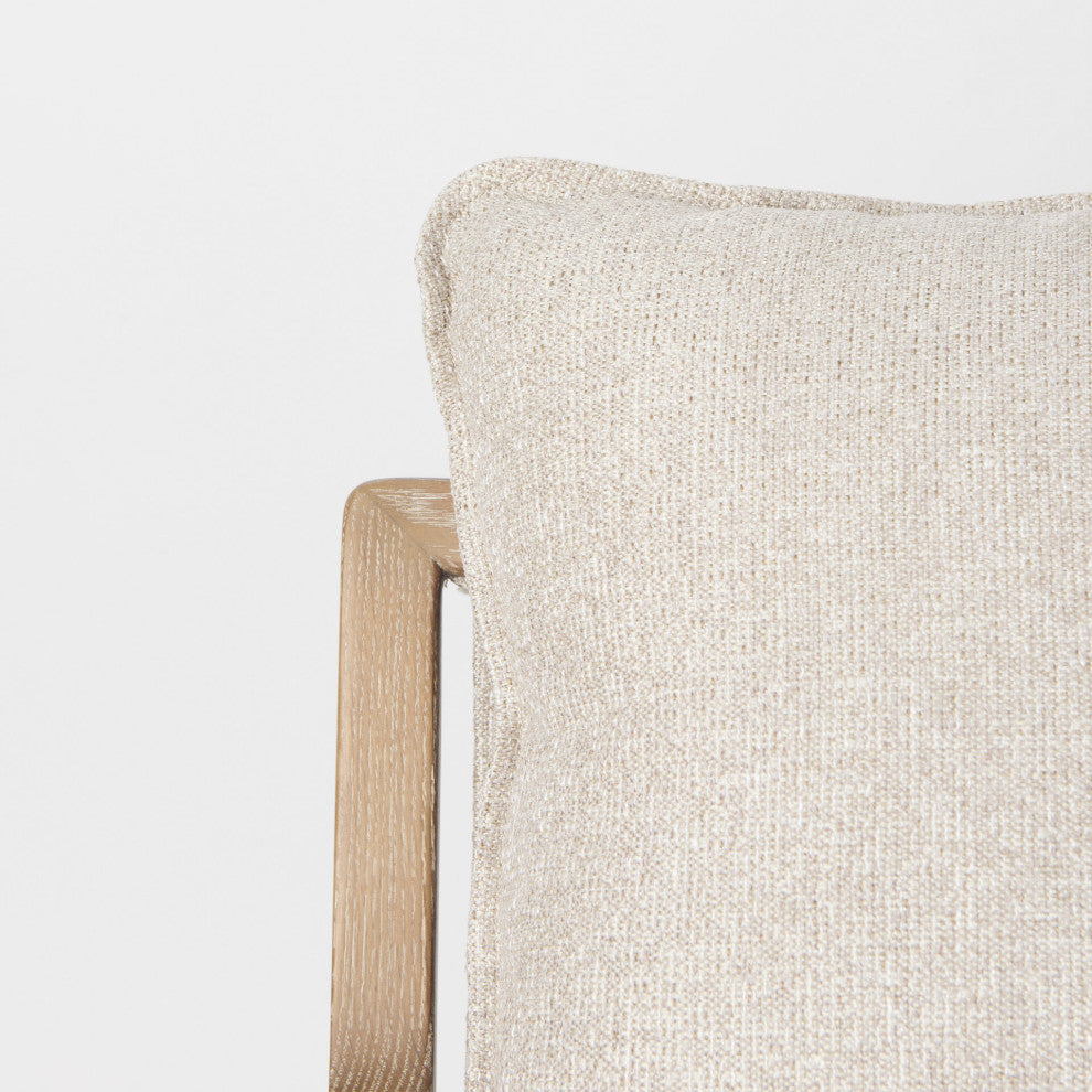 Brayden Beige Fabric Seat w/ Light Brown Solid Wood Accent Chair