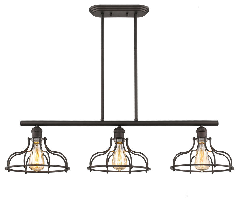 Jaxon 3-Light Rubbed Bronze Island Hanging Fixture 37"