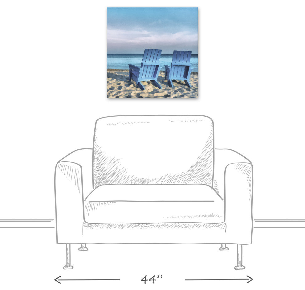 Blue Beach Chairs 20x20 Canvas Wall Art