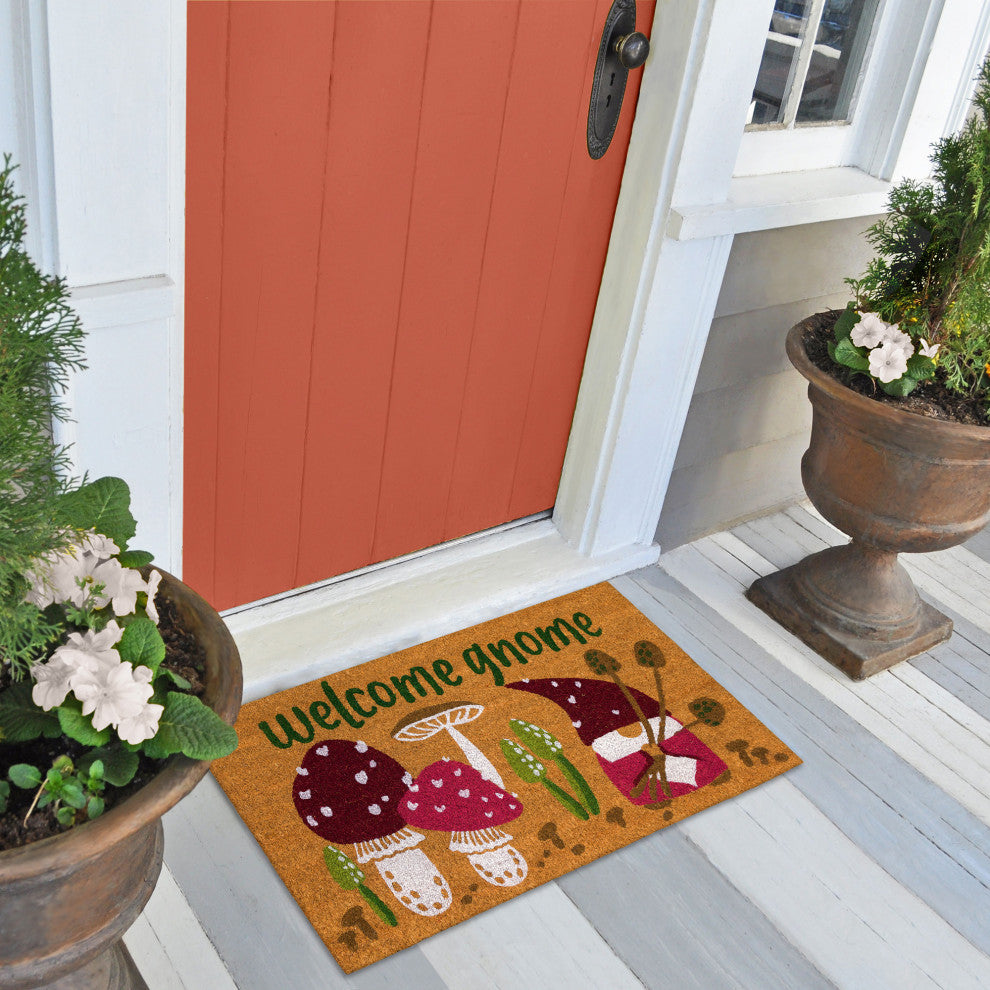 Natura Welcome Gnome Outdoor Mat Natural 1'6"x2'6"