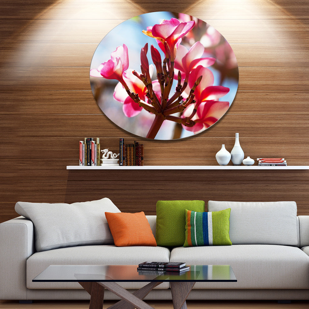 Bunch Of Beautiful Tropical Flowers, Floral Disc Metal Wall Art, 11"