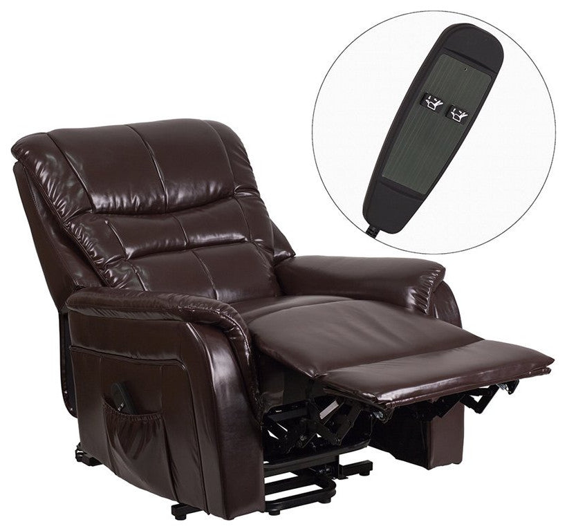 Hercules Series Remote Powered Lift Recliner, Brown Leather
