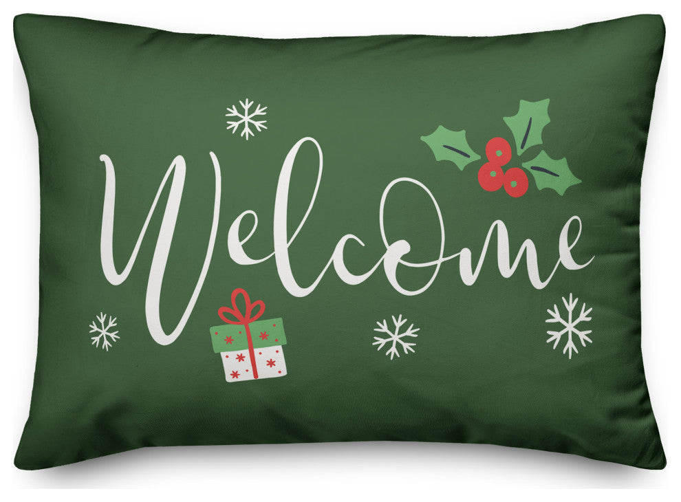 Green Welcome 20x14 Spun Poly Pillow