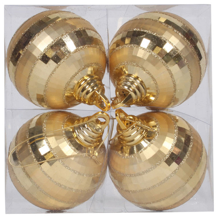 Vickerman 4" Matte Mirror Ball, Set of 4, Gold