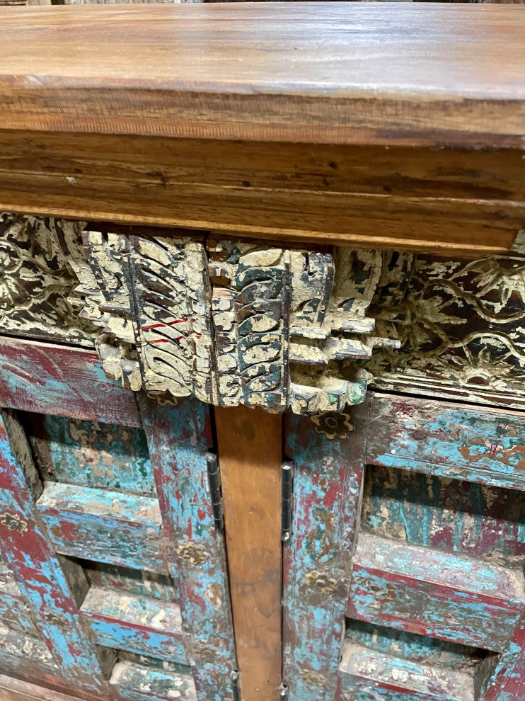 Consigned Farmhouse Buffet Cabinet Storage Sideboard Four Doors Credenza