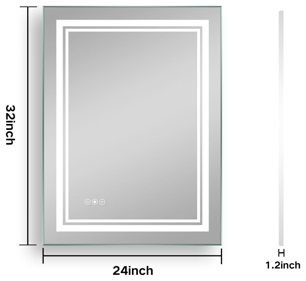 24x32 In. Anti-Fog Dimmable Multi-Color Inductive Touch LED Vanity Mirror