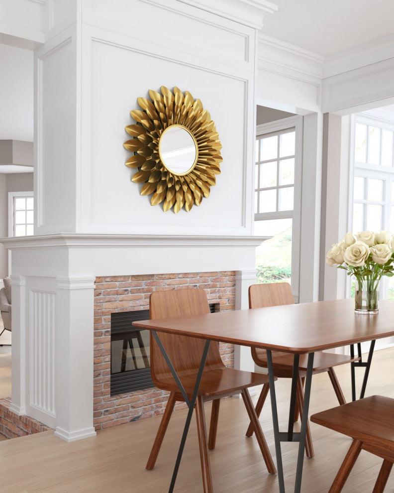 Gold Lattice Round Mirror