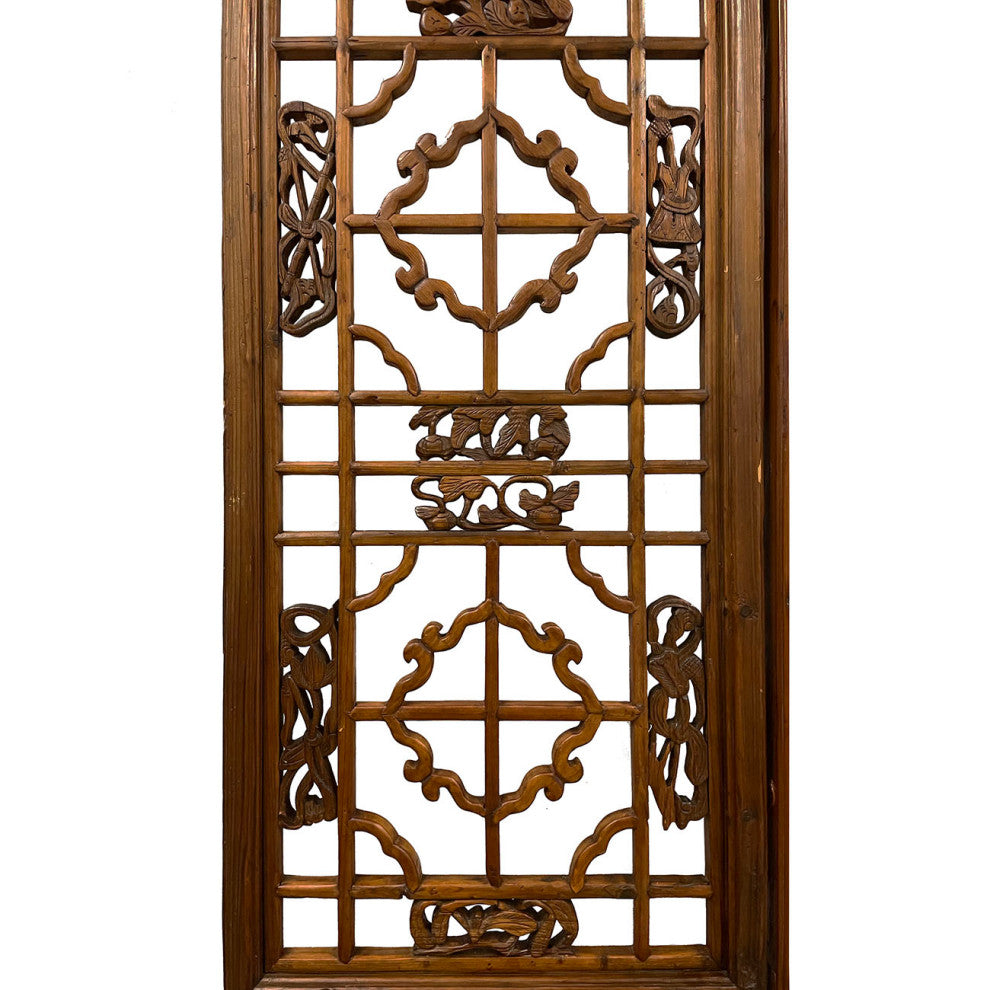 Consigned Antique Chinese Handcraft 3 Panels Wooden Screen/Room Divider