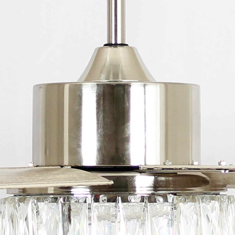 65 in. Indoor Nickel Integrated LED Crystal Ceiling Fan with DC Motor and Remote