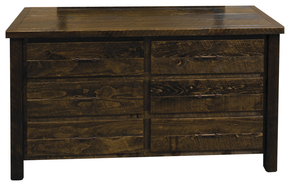 Rustic Barn Wood Style Timber Peg 6-Drawer, Woodland Smoke, Dresser