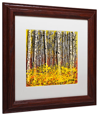 'Fall Aspens' Matted Framed Canvas Art by Roderick Stevens