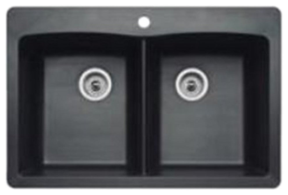 33"x22" Diamond Silgranit Equal Doubl Bowl Kitchen Sink, Cinder