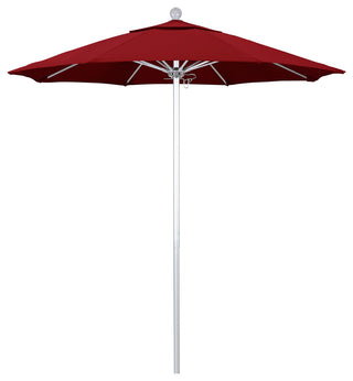 7.5' Silver Anodized Push Lift Aluminum Umbrella, Red Olefin