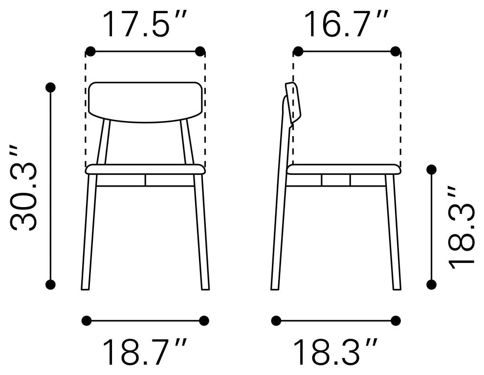 Newman Dining Chair, Set of 2 Walnut/Gray
