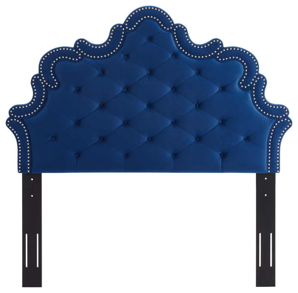 Arabella Button-Tufted Performance Velvet King/California King Headboard, Navy