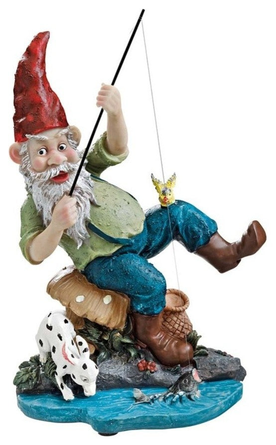 Gone Fishing Garden Gnome Statue