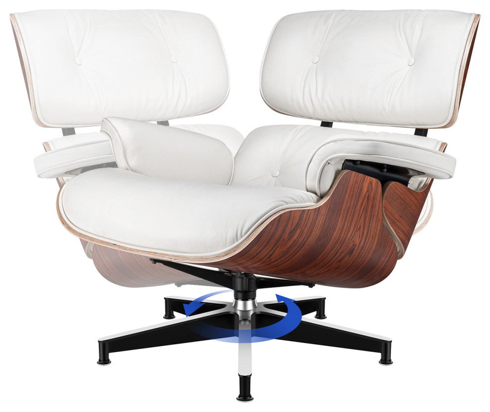 Leather Swivel Accent Chair and Ottoman