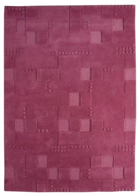 Hand Tufted Fuchsia Wool Area Rug, 5''6"x7''10"