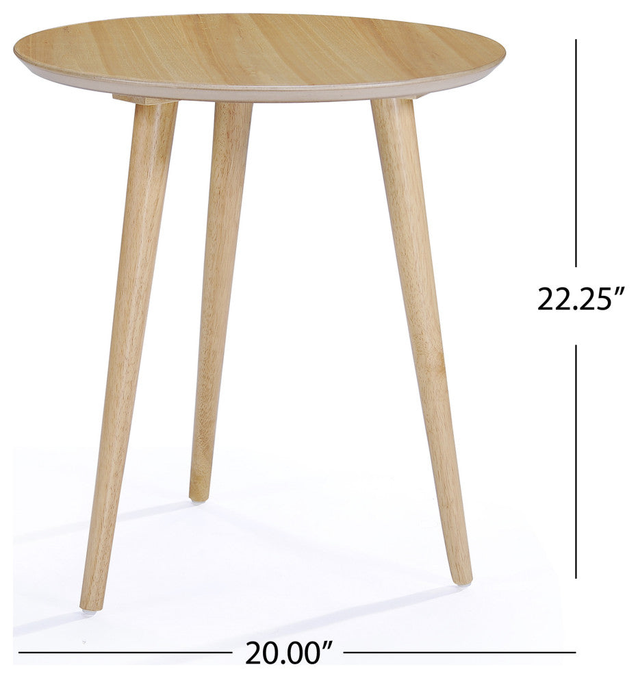 GDF Studio Evangeline Finished Wood End Table With Faux Wood Overlay, Natural Oak