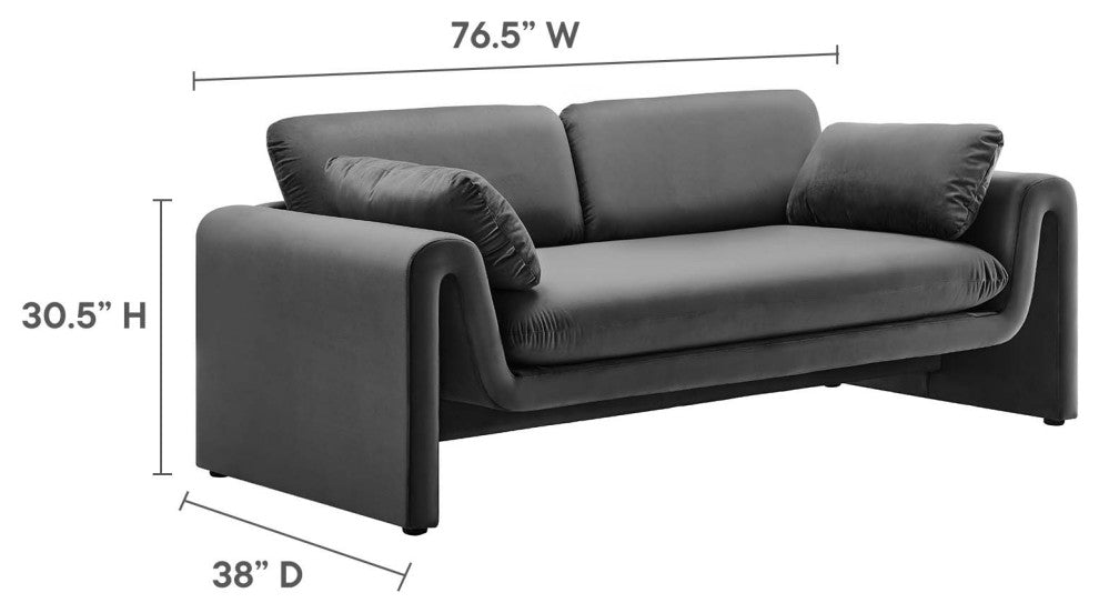 Waverly Performance Velvet Sofa, Gray