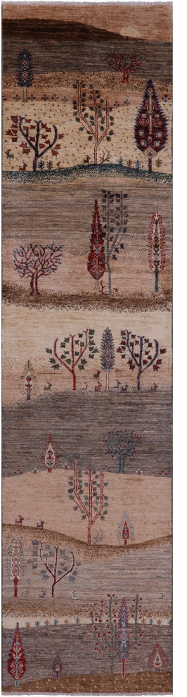 2' 8" X 11' 4" Runner Persian Gabbeh Tribal Handmade Rug Q11118