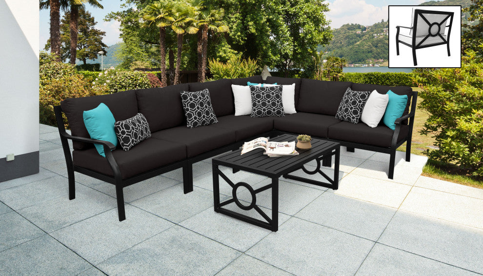 kathy ireland Madison Ave. 7 Piece Aluminum Patio Furniture Set 07b, Onyx
