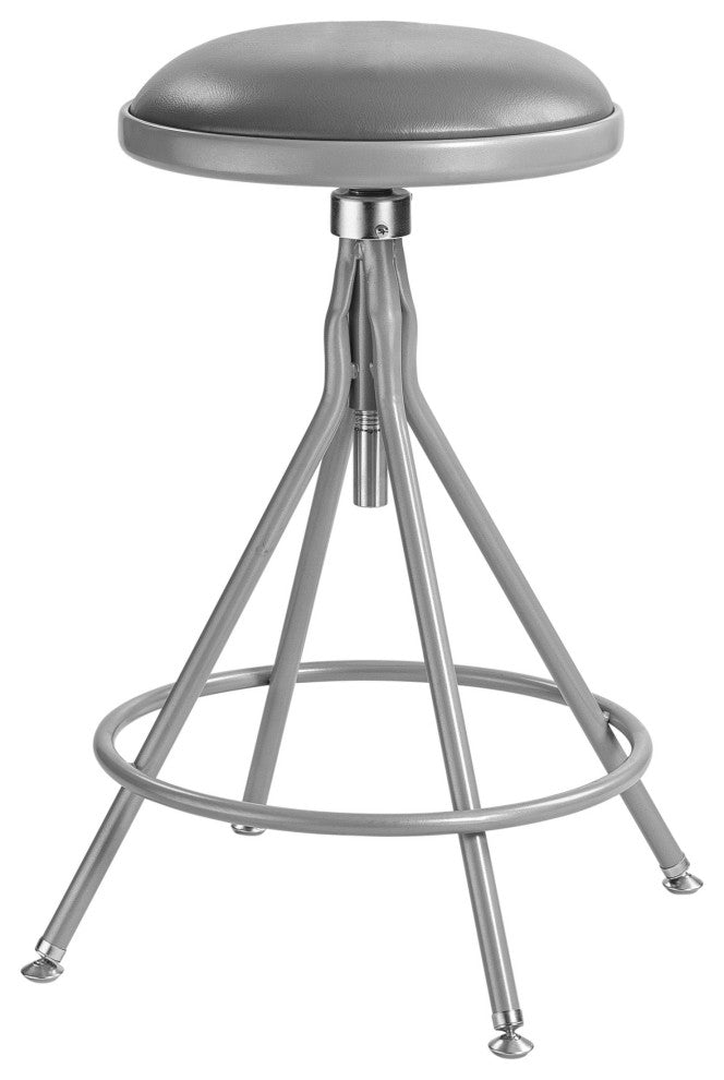 NPS 24 -30" Height Adjustable Heavy Duty Vinyl Padded Swivel Steel Stool, Grey