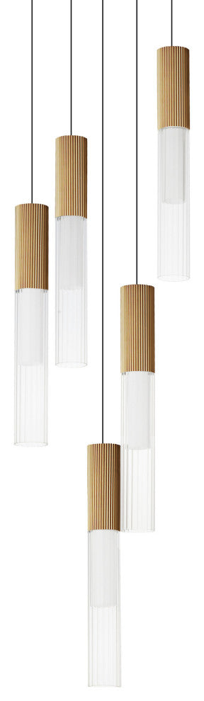 ET2 E11015 Reeds 5 Light 14"W LED Suspension Multi Light Pendant - Gold