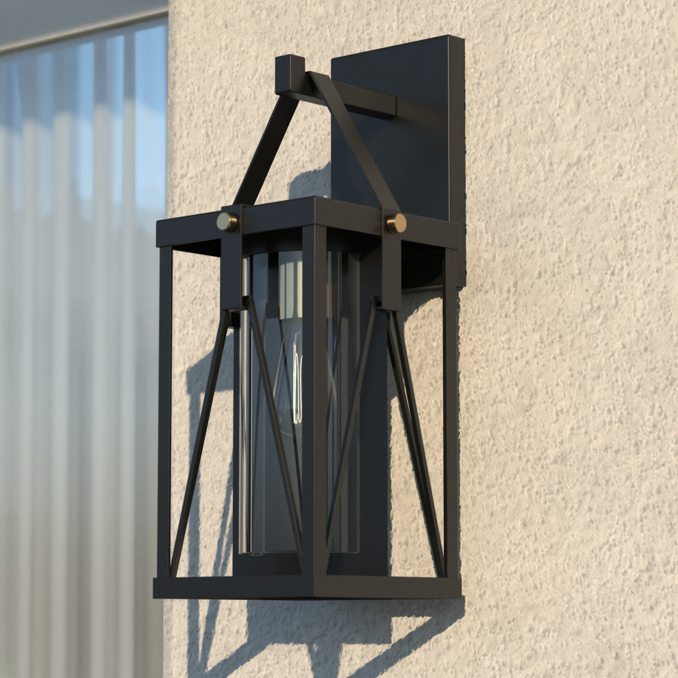 Evanston 7" Outdoor Wall Light Matte Black and Light Gold