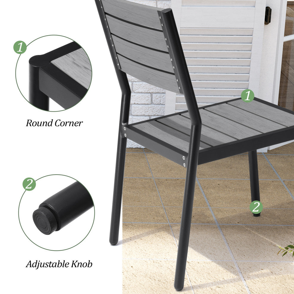 7-Piece Gray Outdoor Patio Set Dining Chairs Table With Umbrella Hole, Dc037