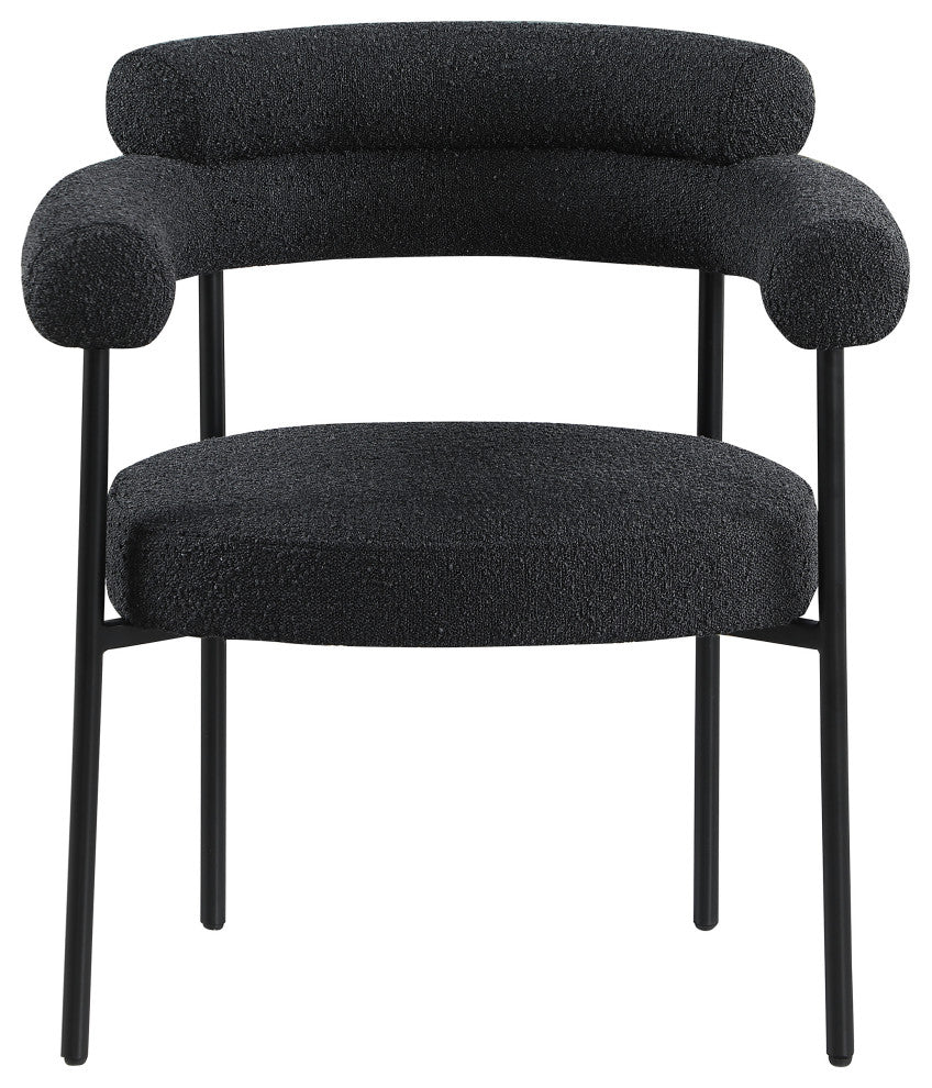 Blake Upholstered Dining Chair, Black, Boucle Fabric, Matte Black, Set of 2
