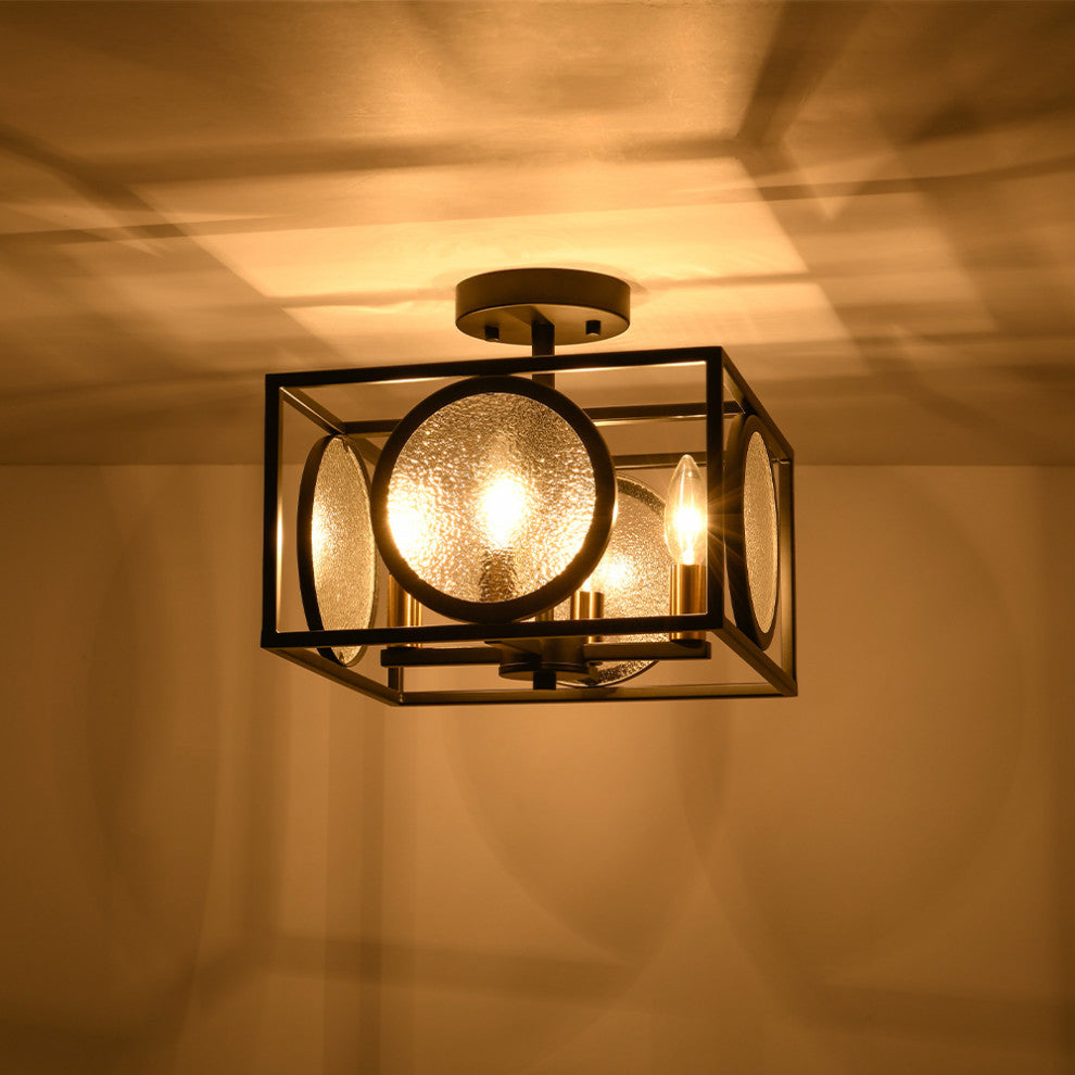 Modern Farmhouse 4- Light Square Water Glass Semi Flush Mount