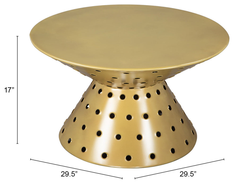 Coffee Table, Round, Aluminum, Metal, Gold, Lounge Cafe Lobby Hospitality
